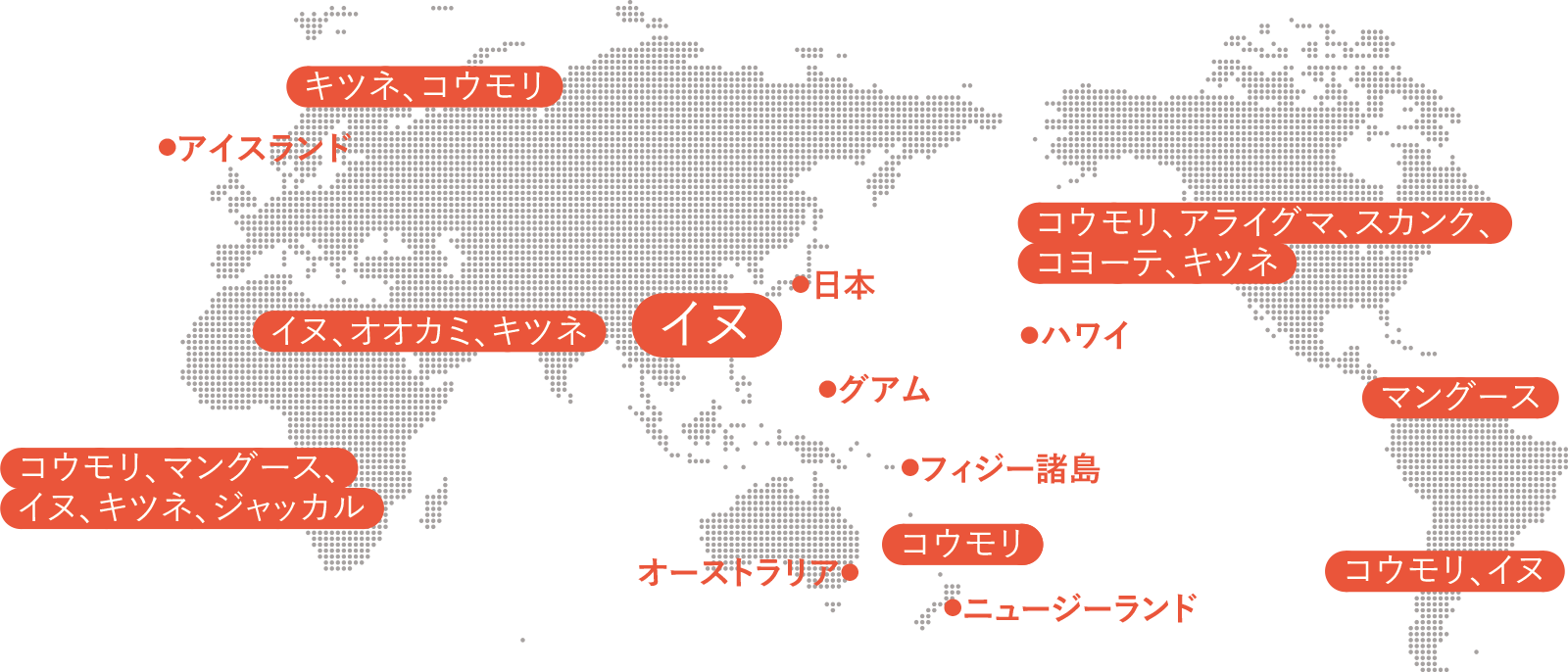 狂犬病清浄国・地域と狂犬病媒介動物