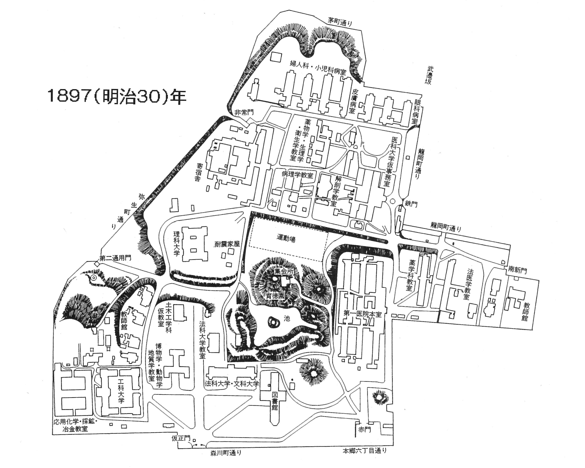 1897（明治47）年頃の東京大学本郷キャンパス