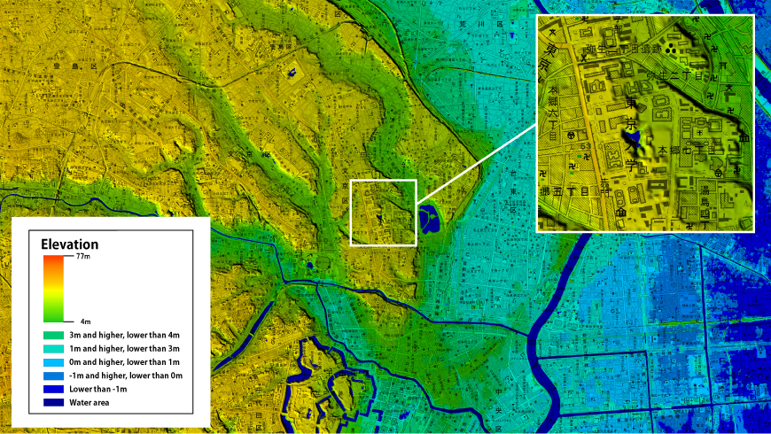 Digital elevation topographic map
